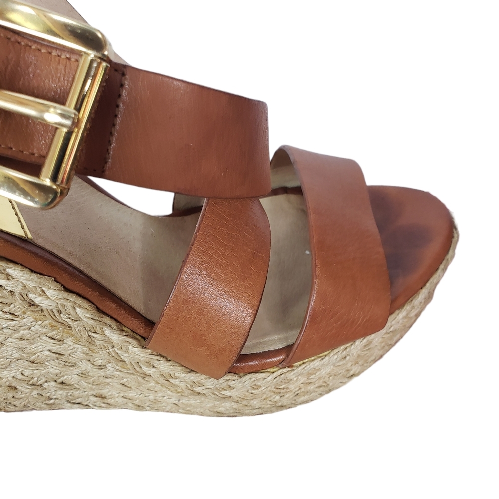 Michael Kors Celia Womens Brown Mid Wedge Platform Sandal Ankle Strap Y2K sz 8.5 - Picture 2 of 14